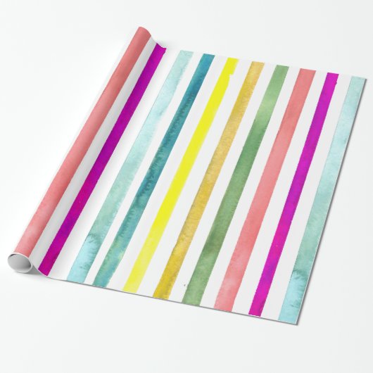 Handgemaltes Aquarell Stripes Geschenk-Verpackung Geschenkpapier (Ungerollt)