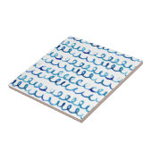 Handgemaltes blaues Aquarell-gewelltes Profil Fliese (Seite)