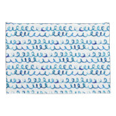 Handgemaltes blaues Aquarell-gewelltes Profil Kissenbezug (Rückseite-Rechts)