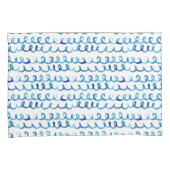 Handgemaltes blaues Aquarell-gewelltes Profil Kissenbezug (Vorderseite-Rechts)