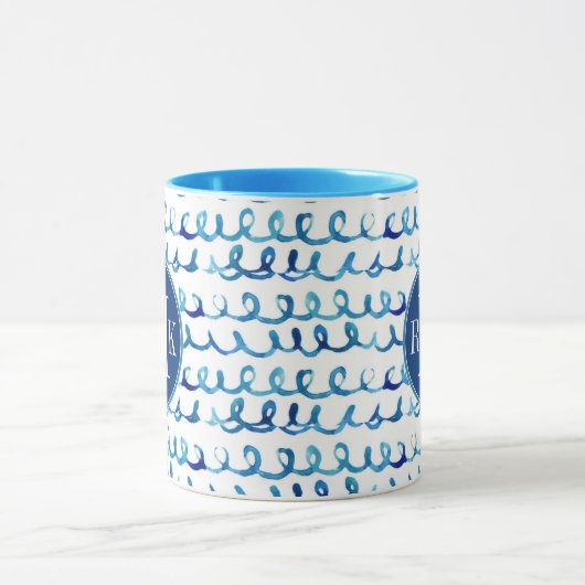 Handgemaltes blaues Aquarell-gewelltes Profil Tasse (Zentrum)