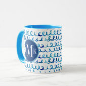 Handgemaltes blaues Aquarell-gewelltes Profil Tasse (Vorderseite Links)