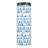 Handgemaltes blaues Aquarell-gewelltes Profil Thermosbecher (Rückseite)