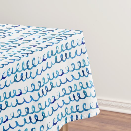 Handgemaltes blaues Aquarell-gewelltes Profil Tischdecke (Beispiel)