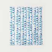 Handgemaltes blaues Aquarell-gewelltes Profil Wandteppich (Vorderseite)