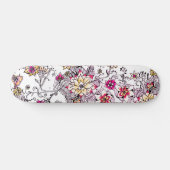 Handgemaltes Blumen des rosa gelben Aquarells Skateboard (Horizontal)