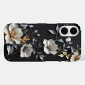 Handgemaltes Blumendesign mit Gold und Silber Case-Mate iPhone Hülle (Rückseite (Horizontal))