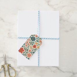 Handgemaltes Blumenmuster – Farbige Botanik Geschenkanhänger