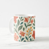 Handgemaltes Blumenmuster – Farbige Botanik Kaffeetasse (Vorderseite Links)