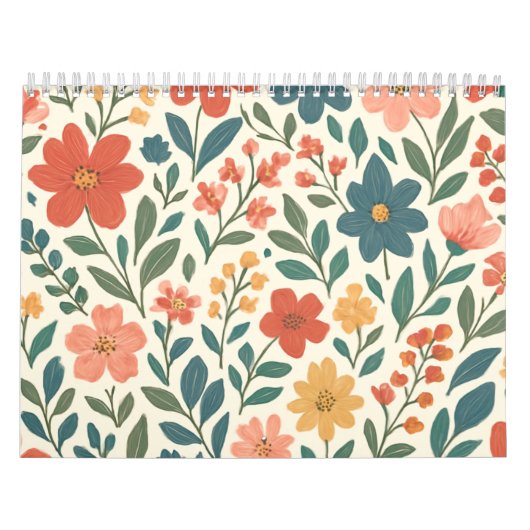 Handgemaltes Blumenmuster – Farbige Botanik Kalender (Titelbild)