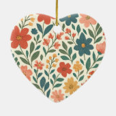 Handgemaltes Blumenmuster – Farbige Botanik Keramik Ornament (Hinten)
