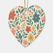 Handgemaltes Blumenmuster – Farbige Botanik Keramik Ornament (Links)