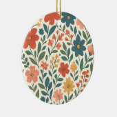 Handgemaltes Blumenmuster – Farbige Botanik  Keramik Ornament (Rechts)
