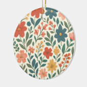 Handgemaltes Blumenmuster – Farbige Botanik  Keramik Ornament (Links)