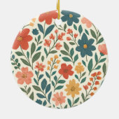 Handgemaltes Blumenmuster – Farbige Botanik  Keramik Ornament (Hinten)