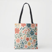 Handgemaltes Blumenmuster – Farbige Botanik  Tasche (Vorderseite)