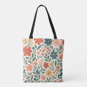 Handgemaltes Blumenmuster – Farbige Botanik  Tasche (Rückseite)