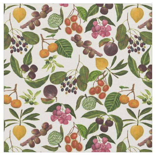 Handgemaltes exotisches tropische Frucht-Muster Stoff (Nahaufnahme)