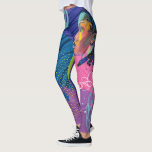 Handgemaltes Frauen-Gesichts-helle Leggings