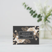 Handgemaltes Gold gemalte Blumen-Geschäfts-Karte Visitenkarte (Stehend Vorderseite)