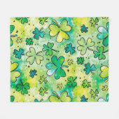 Handgemaltes Kleeblatt mit Wasserfarben Fleecedecke (Vorderseite (Horizontal))