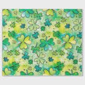 Handgemaltes Kleeblatt mit Wasserfarben Geschenkpapier (Flach)