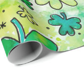 Handgemaltes Kleeblatt mit Wasserfarben Geschenkpapier (Rolleneckpunkt)