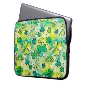 Handgemaltes Kleeblatt mit Wasserfarben Laptopschutzhülle (Vorderseite Links)