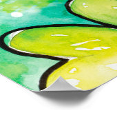 Handgemaltes Kleeblatt mit Wasserfarben Poster (Ecke)