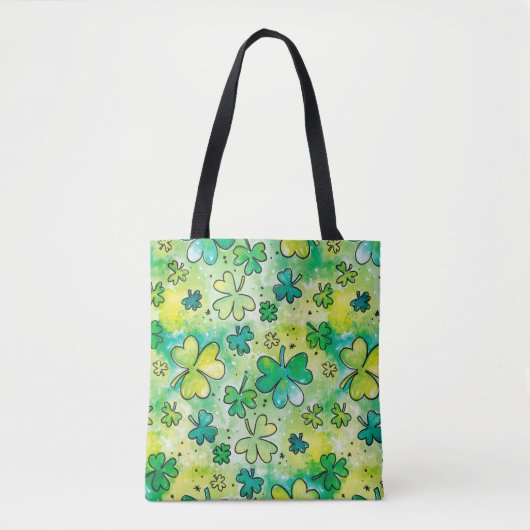 Handgemaltes Kleeblatt mit Wasserfarben Tasche (Vorderseite)