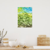 Handgemaltes Löwenzahnfeld und blauer Himmel Poster (Küche)