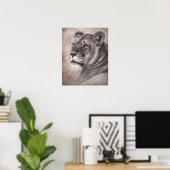 Handgemaltes Löwinnenporträt Poster (Heimbüro)