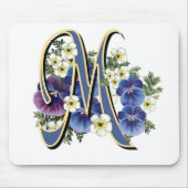 Handgemaltes Pansy-Initialen-Monogramm - M Mousepad (Vorne)