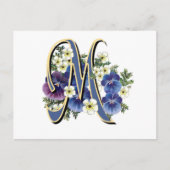 Handgemaltes Pansy-Initialen-Monogramm - M Postkarte (Vorderseite)