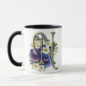 Handgemaltes Pansy-Initialen-Monogramm - N Tasse (Links)