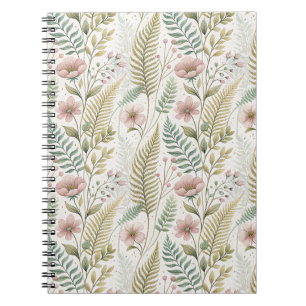 Handgemaltes Rosa-Blüten-Botanisches-Blumenmuster Notizblock