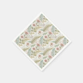 Handgemaltes Rosa-Blüten-Botanisches-Blumenmuster Serviette (Ecke)