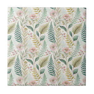 Handgemaltes Rosé-Blumen-Botanisches Blumenmuster Fliese