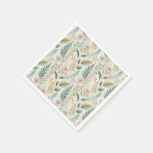 Handgemaltes Rosé-Blumen-Botanisches Blumenmuster Serviette (Ecke)