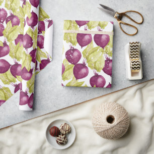 Handgemaltes Rote-Bete-Wasserfarbenmuster Geschenkpapier