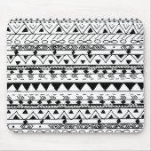 Handgemaltes Schwarz-weißes Watercoloraztekemuster Mousepad (Vorne)