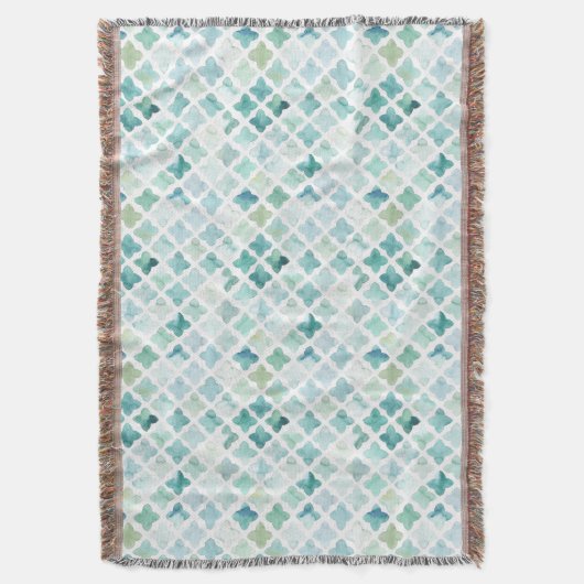 Handgemaltes Türkis-Muster Decke (Vorderseite Vertikal)