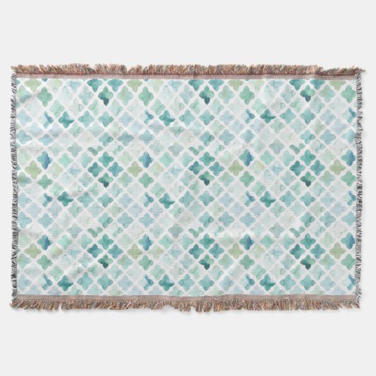 Handgemaltes Türkis-Muster Decke (Vorderseite)