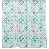 Handgemaltes Türkis-Muster Duschvorhang (Vorderseite)