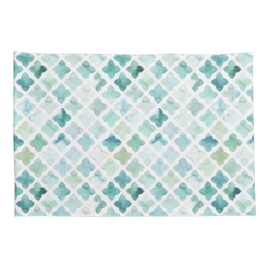 Handgemaltes Türkis-Muster Kissenbezug (Rückseite-Rechts)