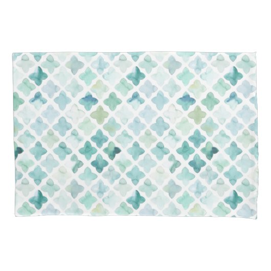 Handgemaltes Türkis-Muster Kissenbezug (Vorderseite-Links)