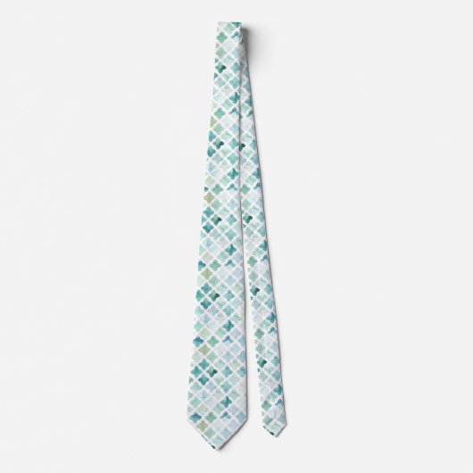 Handgemaltes Türkis-Muster Krawatte (Vorderseite)