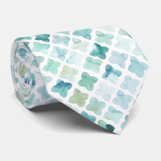 Handgemaltes Türkis-Muster Krawatte (Gerollt)