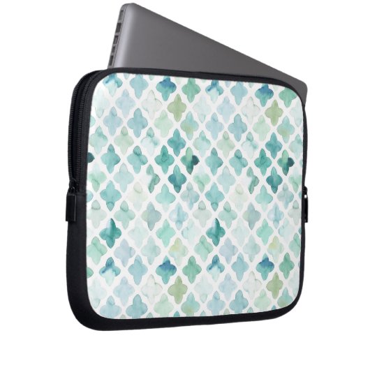 Handgemaltes Türkis-Muster Laptopschutzhülle (Vorne Rechts)