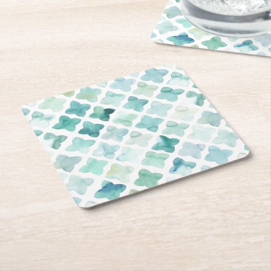 Handgemaltes Türkis-Muster Rechteckiger Pappuntersetzer (angewinkelt)